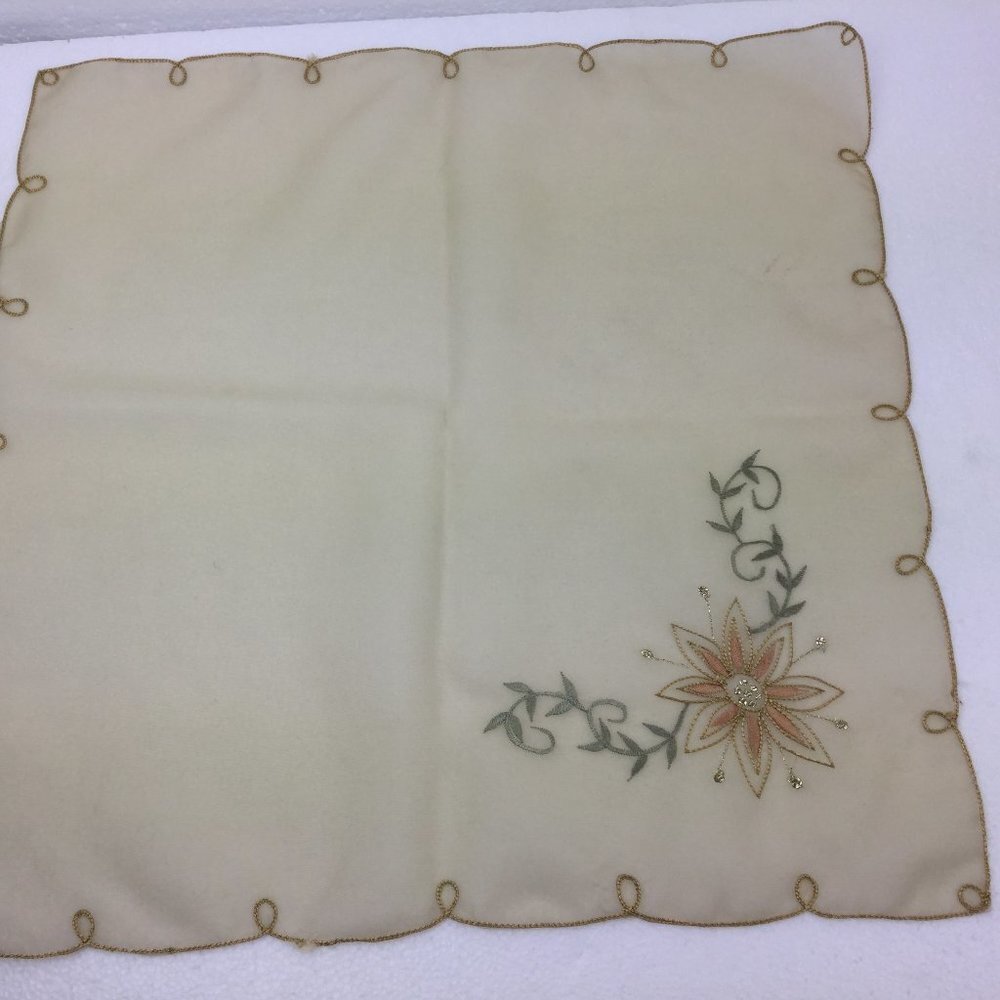Vintage handkerchief 100% nylon embroidered